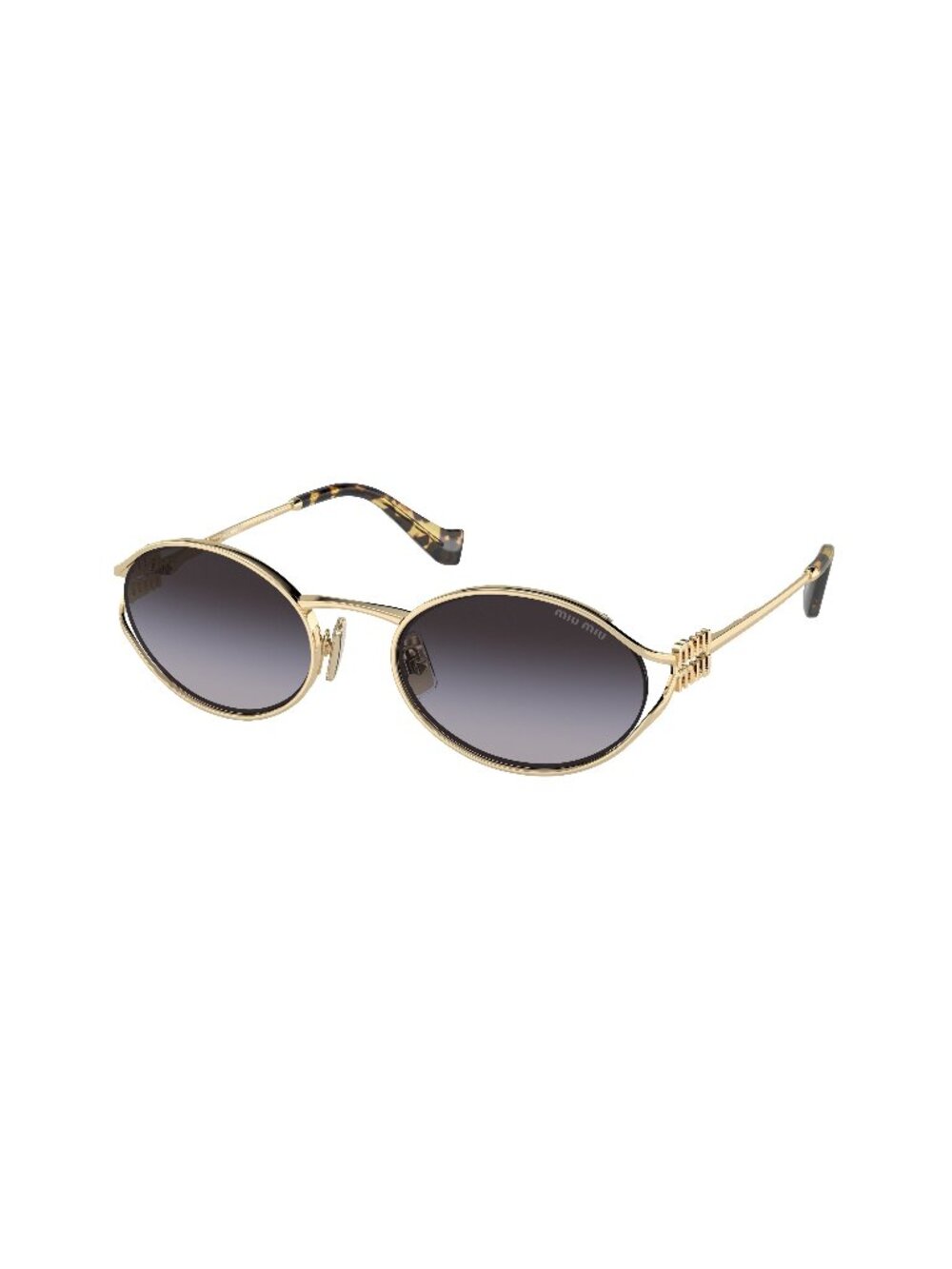 New Miu Miu Women's Sunglasses Gold Round Grey Lens Metal Frame MU 52YS ZVN5D1